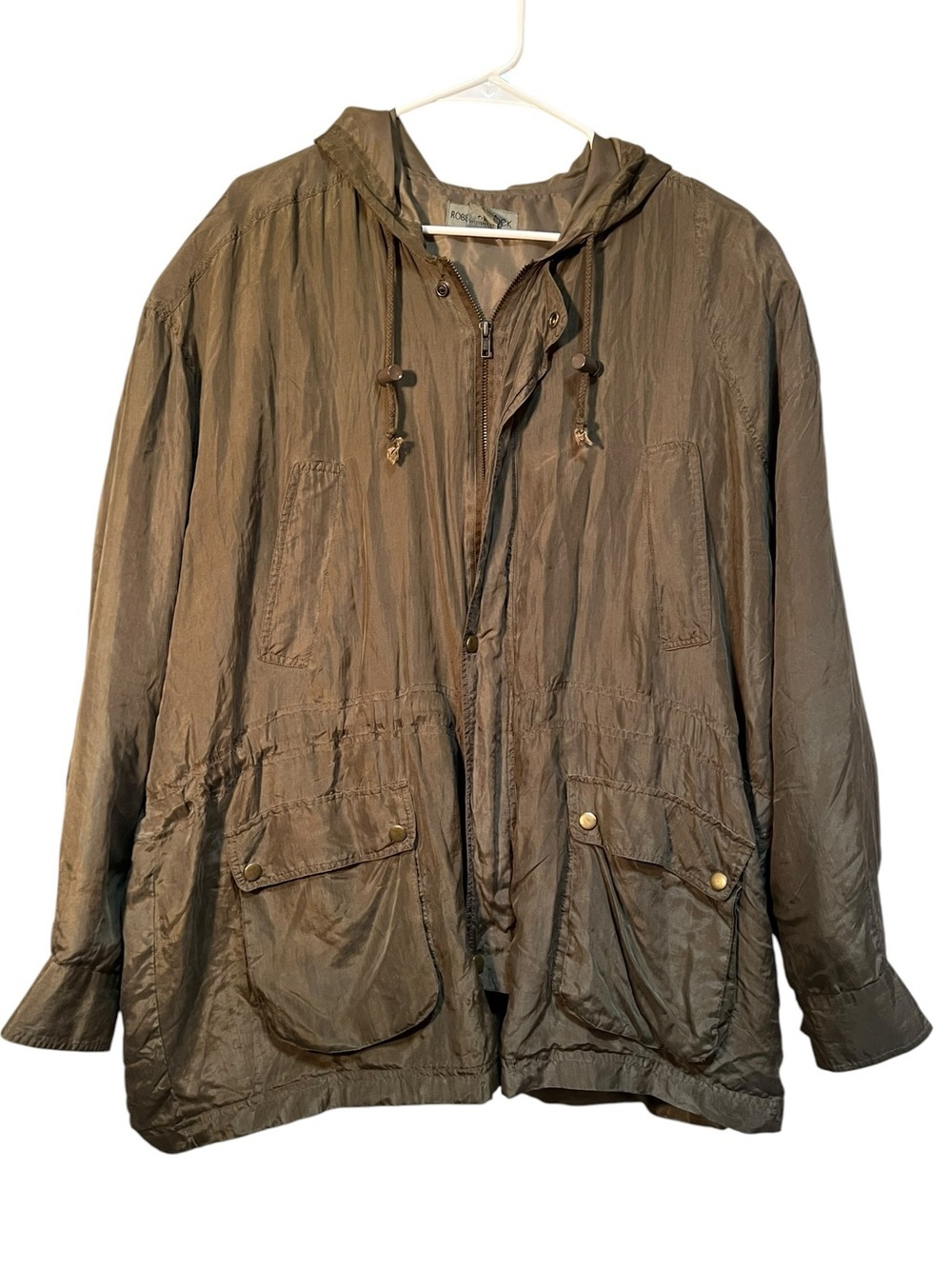 Robert Stock Women's Size Large Jacket Dark Green Full Zip Snap Shoulder Pads